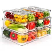 14-Pack Stackable Fridge Organizer Bins with Lids, BPA-Free Storage Containers
