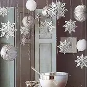 24Pcs Snowflake Christmas Hanging Party Decor Supplies,12 PCS 3D Silver Snowflakes & 12PCS 3D White Paper Snowflakes Hanging Garland for Christmas Winter Holiday New Year Wonderland Party Decoration