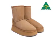 Urban UGG® UGG Boots Australian Made Sheepskin Wool Short Platform - Chestnut / AU Ladies 6 / AU Men 4 / EU 37