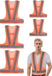 [Ausing] 5 Pack Hi Vis Vests High Visibility Safety Waistcoat Unisex Reflective Vest Mesh Security Jackets Reflective Strips Workwear Hi Vis Vest for Running Cycling Traffic Work, One Size