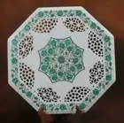2' White Marble Coffee Table Top green malachite Design Inlay Work Side Table