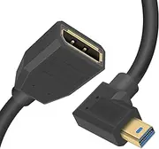 Duttek Right Angled DisplayPort Female to Mini DisplayPort Male Extension Cable1.4, Bi-Directional Transmission Mini DisplayPort to DisplayPort 8K Cable for Laptop PC TV Gaming Monitor. 1Ft/30cm
