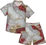 [Caihoyu] Big Boy Button Down Hawaiian Shirts and Shorts Set Toddler Boy Clothes Summer Outfit