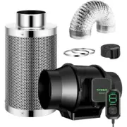 AeroZesh S6 6 in. Inline Duct Fan with E12 Speed Controller, Carbon Filter, 8
