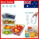 Eco-Friendly Airtight 5-Pack Glass Containers - Ideal for Meal Prep & Storage