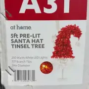 5FT Santa Hat Christmas Tree With 250 WARM WHITE LED LIGHTS Artificial TREE NEW