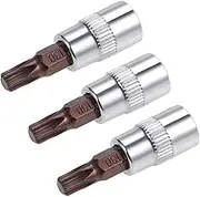 uxcell 3pcs 1/4" Drive x T30 Torx Bit Socket, S2 Steel Bits CR-V Sockets 38mm Length Use with Ratchet Wrench, Slide Bar, Extension Rod
