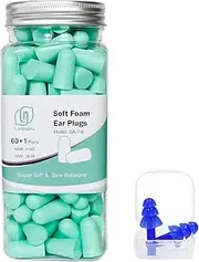 Ear Plugs for Sleep Ultra Soft Foam Earplugs- 38dB SNR Loud Noise Reduction Ear Plugs for Sleeping, Work, Travel and Shooting Range -60 Pairs Value Pack (Water Blue)