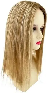 Blonde Wig with Highlights for Women, Hairpieces with Swiss Base Large 9 x 14 cm, for Hair Loss (14 inch)