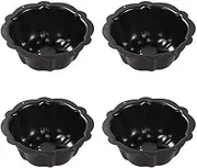 Mantouxixi 4 Pack Carbon Steel Mini Bundt Cake Pan, 4 Inch Nonstick Fluted Tube Cake Pans, Oven Baking Mold Metal Round Pumpkin Shaped Cake Mould for Bundtlet Bavarois Cupcake Muffin Brownie Pudding