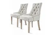 2X French Provincial Dining Chair Oak Leg AMOUR GREY