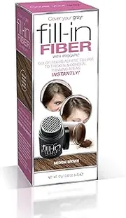 Cover Your Gray Pro Fill-In Fibers with Procapil - MEDIUM BROWN: Hair Fibers for Thinning Hair, Hair Powder for Bald Spots, Baldness Cover up, Beard Filler, Hair Thickener, Hair Thickening