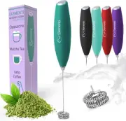 Elementi Milk Frother Handheld Double Whisk - Matcha & Drink Emerald
