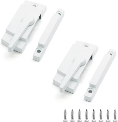 Uenhoy 2 Pack Cam Action Window Sash Locks for Double Hung Windows, White Sash