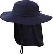 [Magracy] Outdoor Men's UPF 50+ Sun Protection Safari Hat with Neck Flap Wide Brim Sun Hat