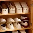 Solid Color Shoe Rack Adjustable Footwear Support Slot Closet Organization