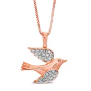 0.17 CT. T.W. Natural Diamond Dove Pendant in Sterling Silver with 18K Rose Gold Plate