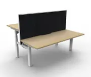 RAPIDLINE NEW PARAMOUNT BACK TO BACK ELECTRIC HEIGHT ADJUSTABLE WORKSTATION With Screen 2 Person W1500 x D1530 x H655-1259mm Natural Oak/White