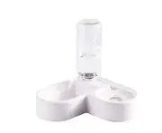 Pet Bowl Automatic Feeder Dog Cat Food Bowl With Water Dispenser Double Bowl Drinking Raised Stand Bowls Pet Supplies - White