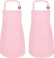 MEOGETY 2Pcs Kids Aprons Children Artists Aprons with Pockets Adjustable Chef Aprons for Cooking Kitchen Backing Painting