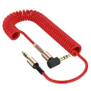 3 Pcs 3.5 Spring Recording Line 3.5Mm Audio Elbow Recording Cable Telescopic Car Audio Line Red