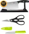 4-Piece Chinese Chef's Knife Set, 7.5" Cleaver, Scissors, Paring Knife