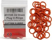 50 Pack - Harley Davidson Oil Drain Plug O-Ring #11105 (Orange Color)