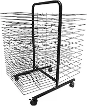 Large Art Drying Rack for Canvas Oil Painting, Back-to-Back Double-Sided Mobile Art Drying Rack with Wire Shelves for Works of Art, Black Powder Coated Finish，Ideal for Schools and Art Clubs(38-layer)