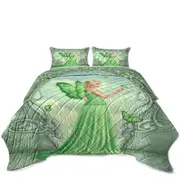 Butterflies and Green Peridot Butterfly Girl Coverlet