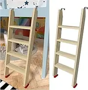 Bunk Bed Ladder with Hook Bracket and Non-Slip Feet, Indoor Loft Bed Wooden Slanted Ladder for Dorm Loft 300kg/660lbs(Natural,4-Steps-125cm)