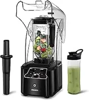 CRANDDI Quiet Commercial Blender with Soundproof Shield, 2200 Watt Professional Blenders for Kitchen with 80oz Jar and Self-Cleaning, High-Speed Blenders K90 Black