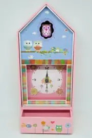 Children's Musical Owl Clock with Jewellery Storage Draw Birthday Gift Present