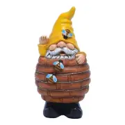 Solar Garden Statue Funny Resin Bee Gnomes Figurine +Solar Light 1 Piece E8E9