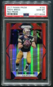 2017 Panini Prizm Drew Brees Red Prizm #192 PSA 10 GEM MINT