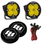 Baja Designs Squadron Round Sport Amber Wide Cornering LED Lights W/ Rock Guards