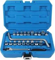 21pcs Oil Drain Sump Plug Key Socket Set Gearbox Axel Removal 3/8" Drive Wrench