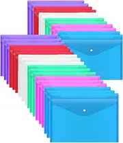 30Pcs Plastic Wallets A4 Folder Plastic Wallet Document File Folders with Button