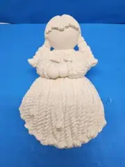 Ceramic Shelf Sitting Yarn Girl -Faceless Ready to Paint or Plain Look