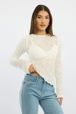 White Top Long Sleeve - Size 14L, Women's Top