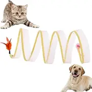 S Type Cat Tunnel Spring Toy - Maze with Balls and Crinkle Bunny Tunnels for Rabbits and Adult Cats - Interactive Pet Play Tube
