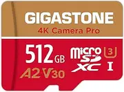 Gigastone 512GB Micro SD Card, 4K Camera Pro, 4K Video Recording for GoPro, Action Camera, DJI, Drone, R/W up to 100/60 MB/s MicroSDXC Memory Card UHS-I U3 A2 V30 C10