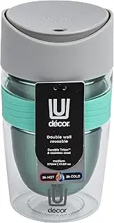 Decor Double Wall Stainless Steel Tritan Travel Cup, 370ml Capacity, Assorted