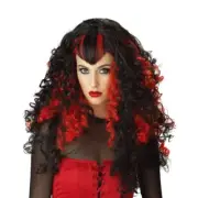 Red & Black Long Curly Curls Costume Wig Cosplay Evil Gothic Sexy Anime Vampire
