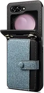 Crossbody Ring Zipper Phone Case for Samsung Galaxy Z Flip, Wallet with Card Holder Cover,Blue,for Galaxy Z Flip 5
