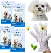 Mumoo Bear 24PCS/4PACK Pet Wipes Gloves Cleaning Wipes Gloves for Dog and Cat,Pet Bathing Wipes with Easy & Effective Cleaning, Pet Disposable Wipes with Deep Cleansing &nourishing Hair, Safe for Pets