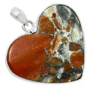 Premium Quality Heart Tabu Jasper 925 Sterling Silver Pendant Jewelry P-1043