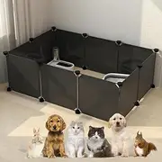 Pet Playpen,Resin Portable Polypropylene(PP) XXS Size 30x30cm(11.8in),Small Animal DIY Pen Cage Yard Fence,Outdoor & Indoor for Kitty,Puppy,Rabbit,Guinea Pig (10 Panels, Black Opaque)
