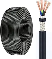 4 Core 65ft/164ft 1.5 Square Shielded Cable Pure Copper Tinned Antioxidant Shielding Mesh RVVP Shielded Wire Control Cable Suitable for Data Transmission(65ft,0.2MM2)