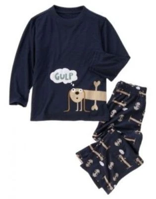 NWT GYMBOREE "GULP" NAVY BLUE DOG BONE PAJAMAS GYMMIES size 2T