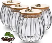 Glass Jars with Lids, Set of 4 Glass Canister Storage Jar, 750ML Clear Glass Storage Jar, Airtight Food Canisters for Kitchen Preseving Spice, Sugar, Spaghetti, Cookie&Tea
